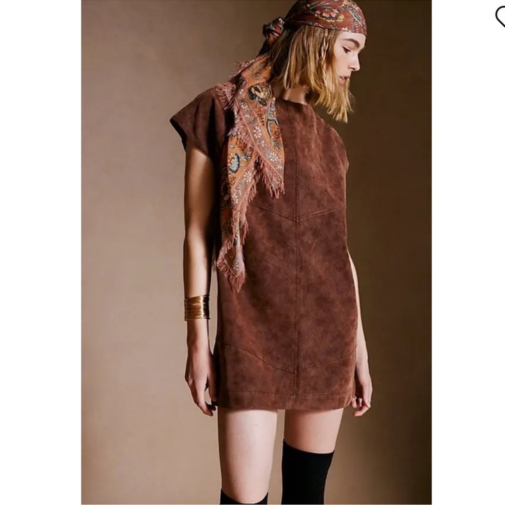 Free People Sawyer Mini Vegan Suede Dress Color: Chicory Coffee Size XS‎